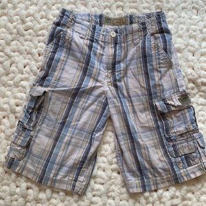 Boys Size 14 cargo plaid shorts